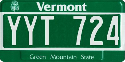VT license plate YYT724