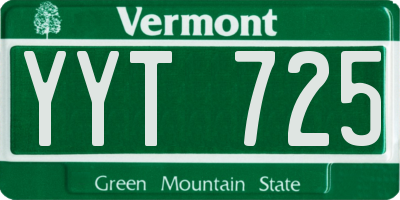 VT license plate YYT725