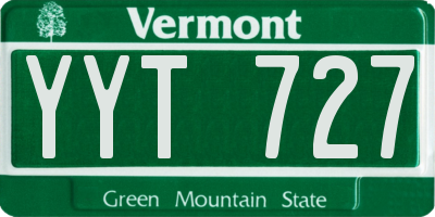 VT license plate YYT727