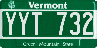VT license plate YYT732