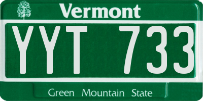 VT license plate YYT733