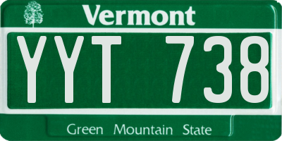 VT license plate YYT738