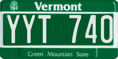 VT license plate YYT740
