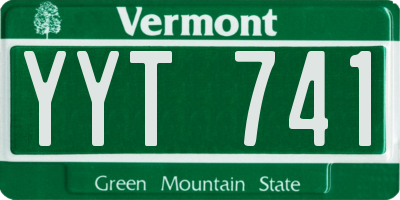 VT license plate YYT741