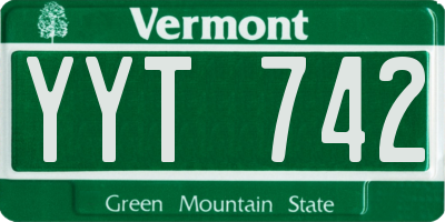 VT license plate YYT742