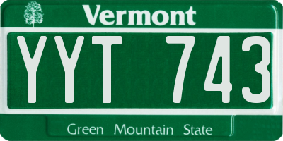 VT license plate YYT743