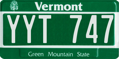 VT license plate YYT747