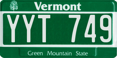 VT license plate YYT749