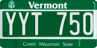 VT license plate YYT750
