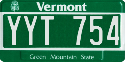 VT license plate YYT754