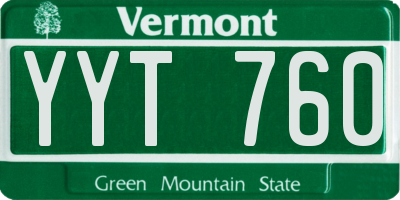 VT license plate YYT760