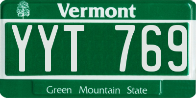 VT license plate YYT769