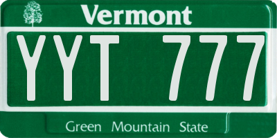 VT license plate YYT777