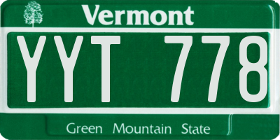 VT license plate YYT778