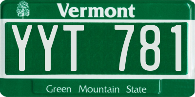 VT license plate YYT781