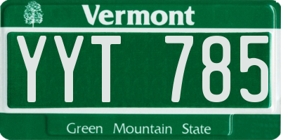 VT license plate YYT785
