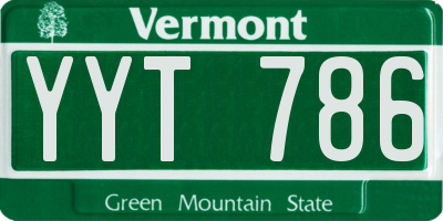 VT license plate YYT786
