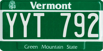 VT license plate YYT792