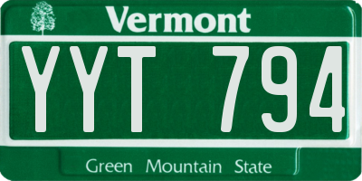 VT license plate YYT794