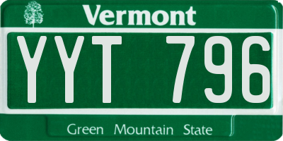 VT license plate YYT796