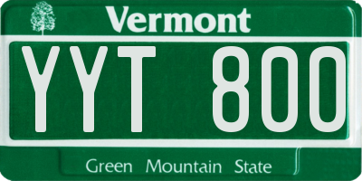 VT license plate YYT800