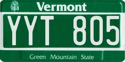 VT license plate YYT805