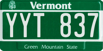 VT license plate YYT837