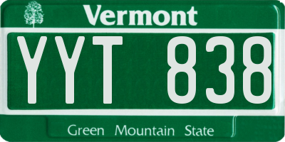 VT license plate YYT838