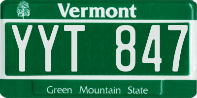 VT license plate YYT847
