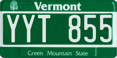 VT license plate YYT855