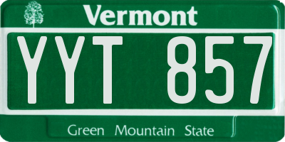 VT license plate YYT857