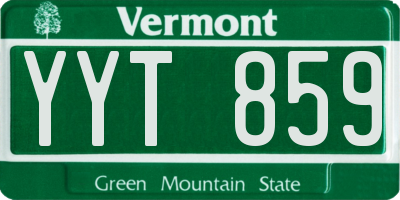 VT license plate YYT859