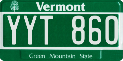 VT license plate YYT860