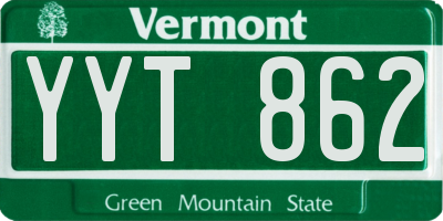 VT license plate YYT862