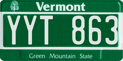 VT license plate YYT863