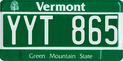 VT license plate YYT865