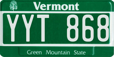 VT license plate YYT868