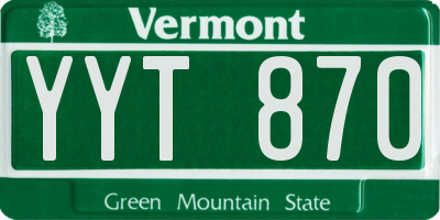 VT license plate YYT870