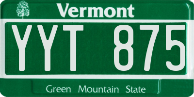 VT license plate YYT875