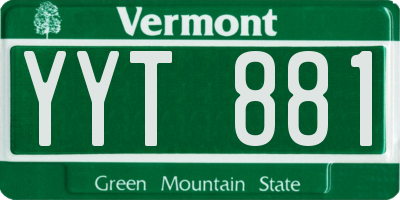 VT license plate YYT881