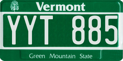 VT license plate YYT885