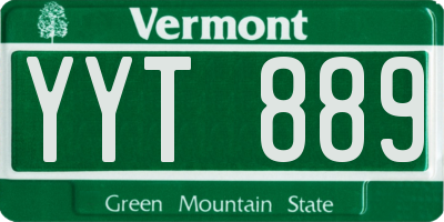 VT license plate YYT889