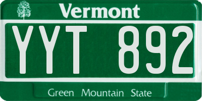 VT license plate YYT892