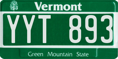 VT license plate YYT893