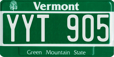 VT license plate YYT905