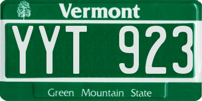 VT license plate YYT923