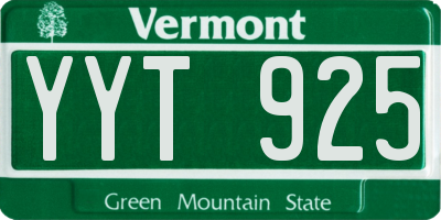 VT license plate YYT925