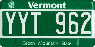 VT license plate YYT962