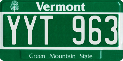 VT license plate YYT963
