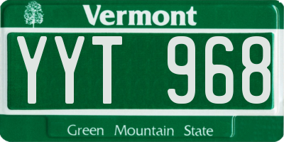 VT license plate YYT968